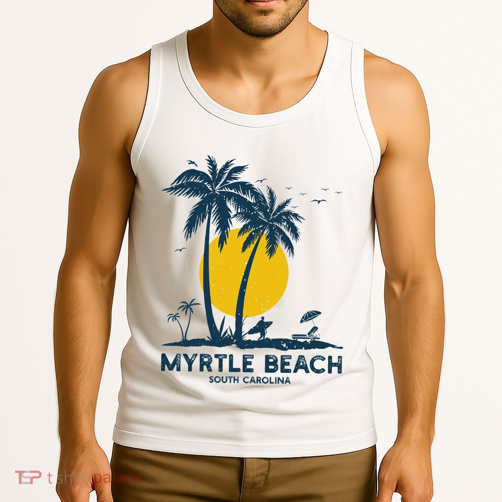 Family Vacation Retro Sunset South Carolina Myrtle Beach Tank Top