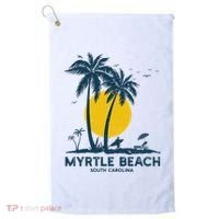 Family Vacation Retro Sunset South Carolina Myrtle Beach Golf Towel thumb 0