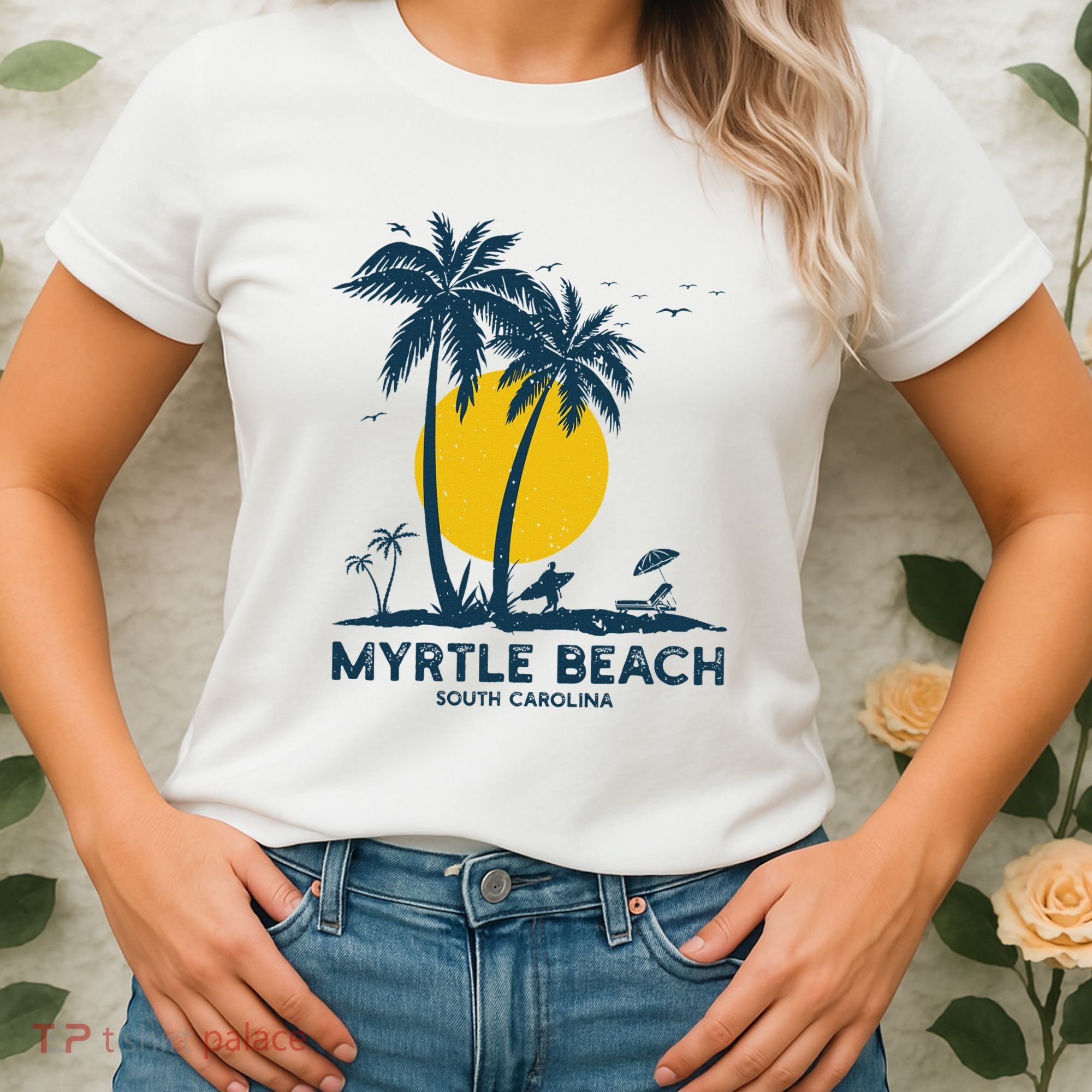 Family Vacation Retro Sunset South Carolina Myrtle Beach Women's T-Shirt