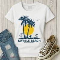 Family Vacation Retro Sunset South Carolina Myrtle Beach Women's T-Shirt thumb 3