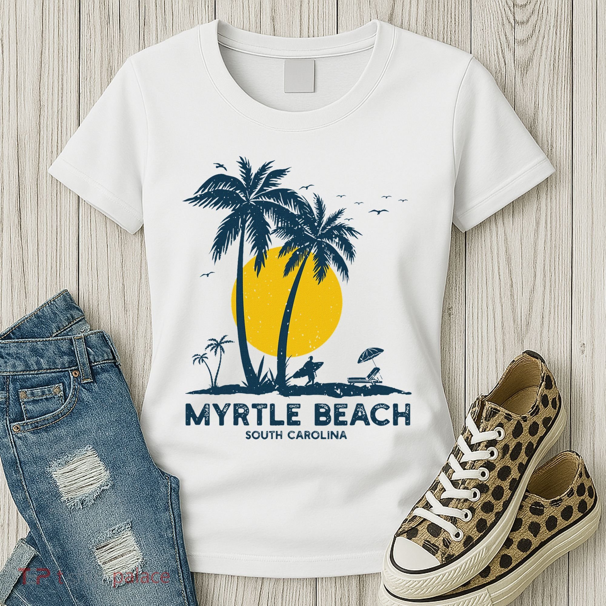 Family Vacation Retro Sunset South Carolina Myrtle Beach Women's T-Shirt