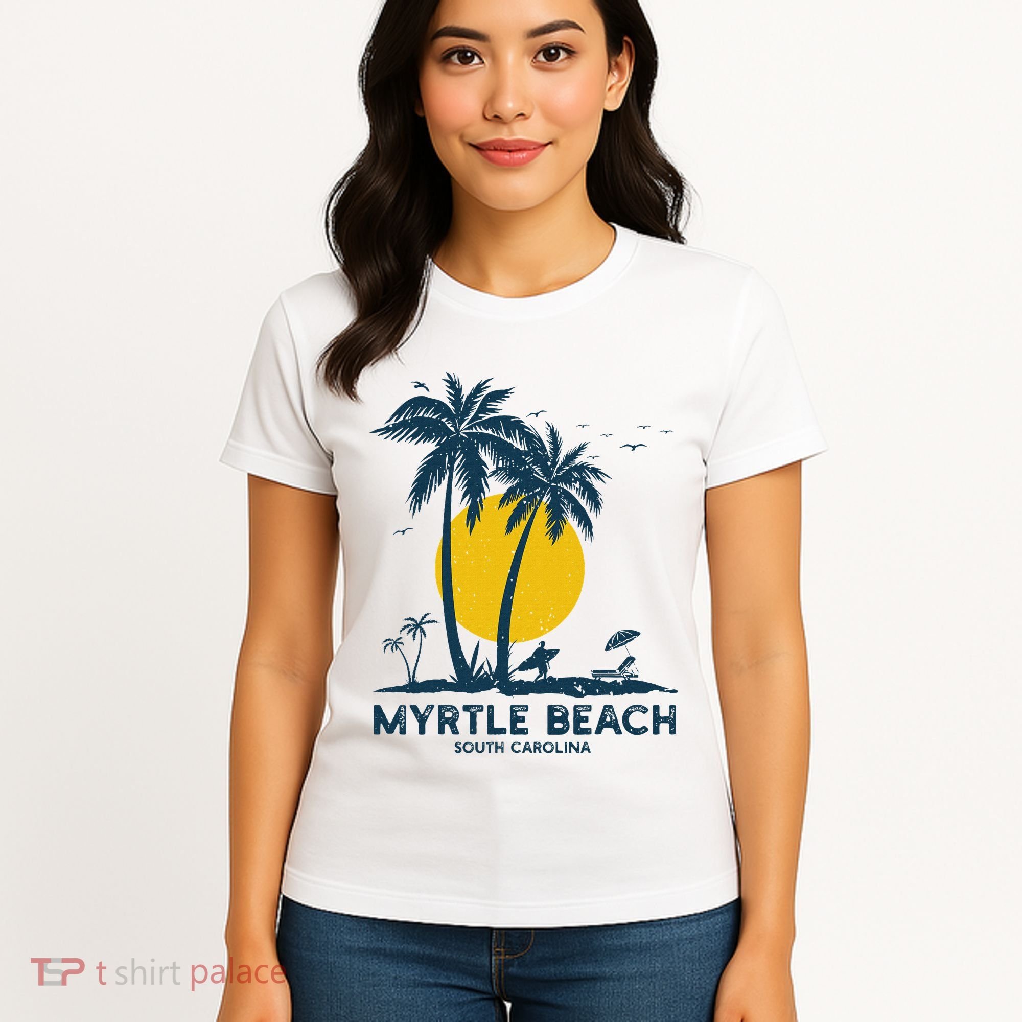 Family Vacation Retro Sunset South Carolina Myrtle Beach Women's T-Shirt