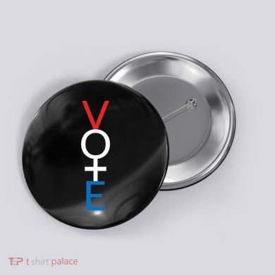 Feminist Vote Red White Blue Voting Button