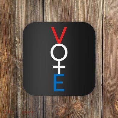 Feminist Vote Red White Blue Voting Coaster