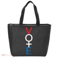 Feminist Vote Red White Blue Voting Tote Bag thumb 0
