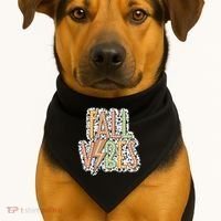 Fall Vibes Retro Autumn Patterns USA-Made Doggie Bandana thumb 1