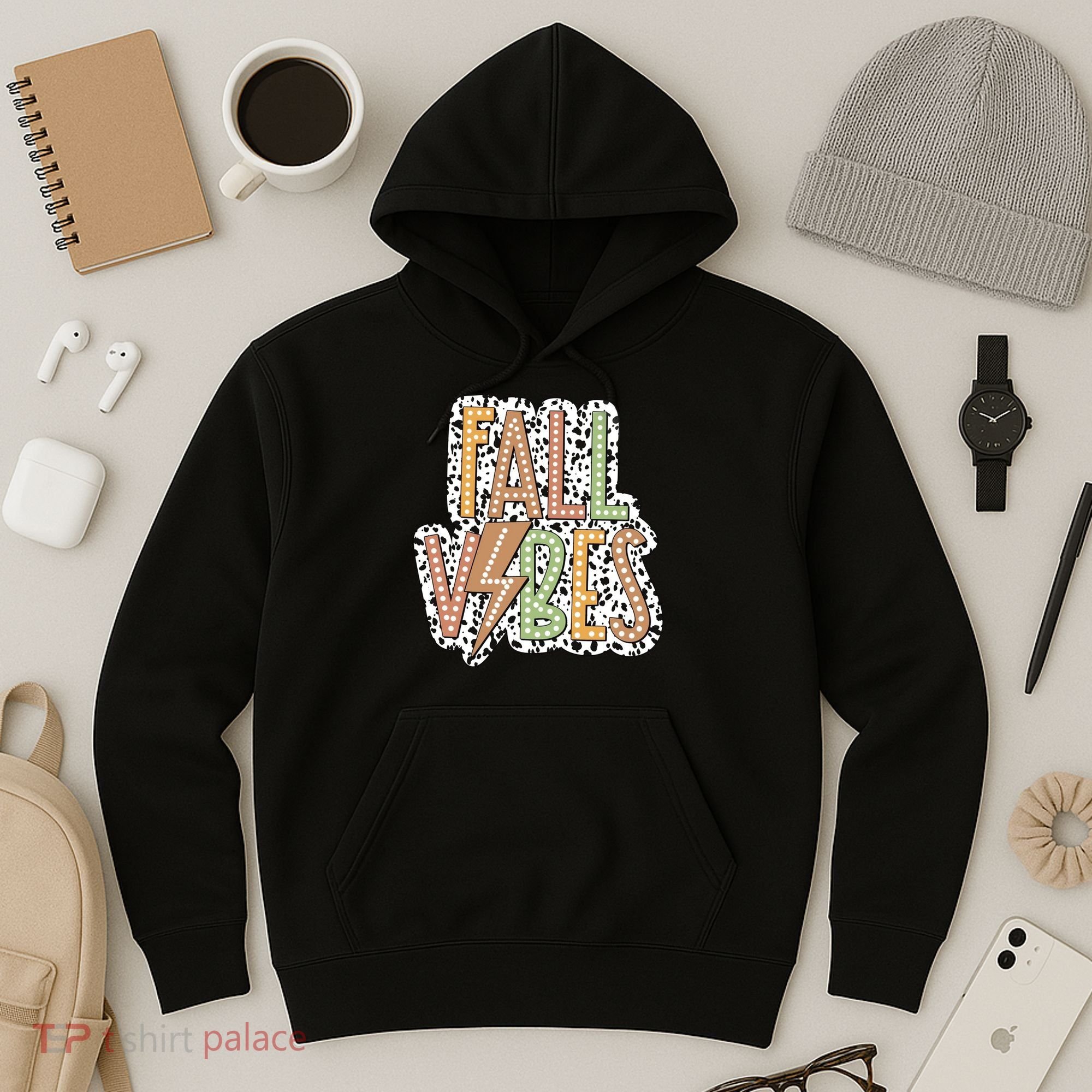 Fall Vibes Retro Autumn Patterns Hoodie
