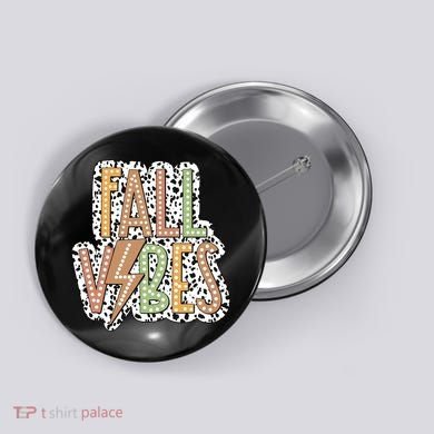 Fall Vibes Retro Autumn Patterns Button