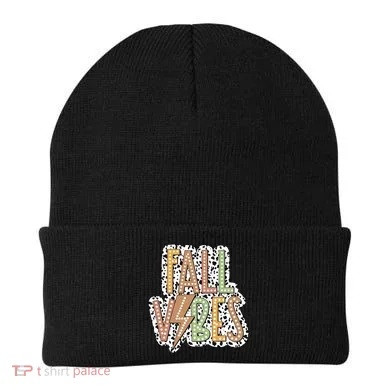 Fall Vibes Retro Autumn Patterns Beanie