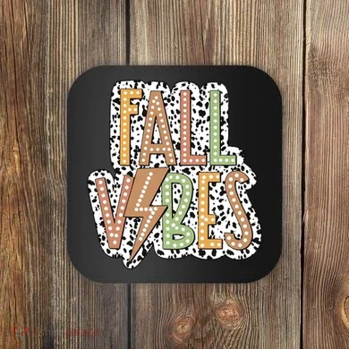 Fall Vibes Retro Autumn Patterns Coaster