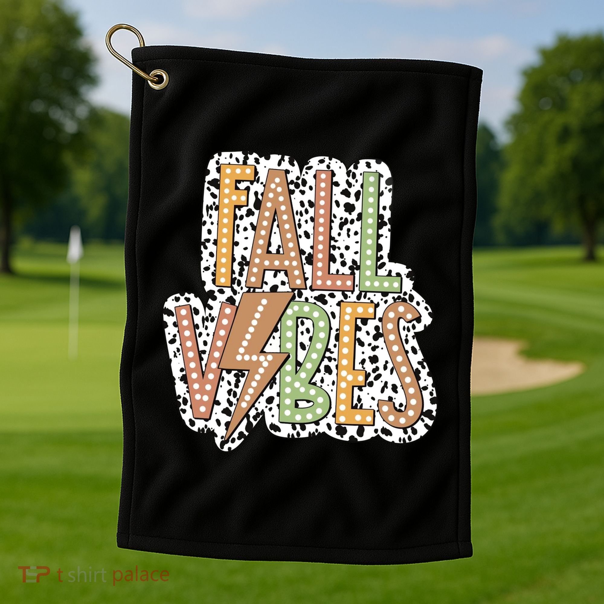 Fall Vibes Retro Autumn Patterns Golf Towel