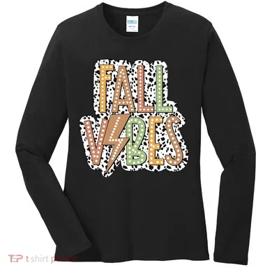 Fall Vibes Retro Autumn Patterns Women's Long Sleeve Shirt
