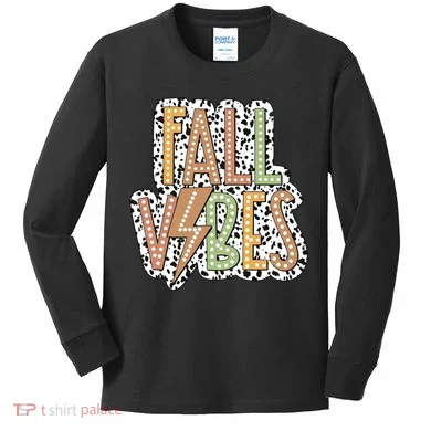 Fall Vibes Retro Autumn Patterns Kids Long Sleeve Shirt