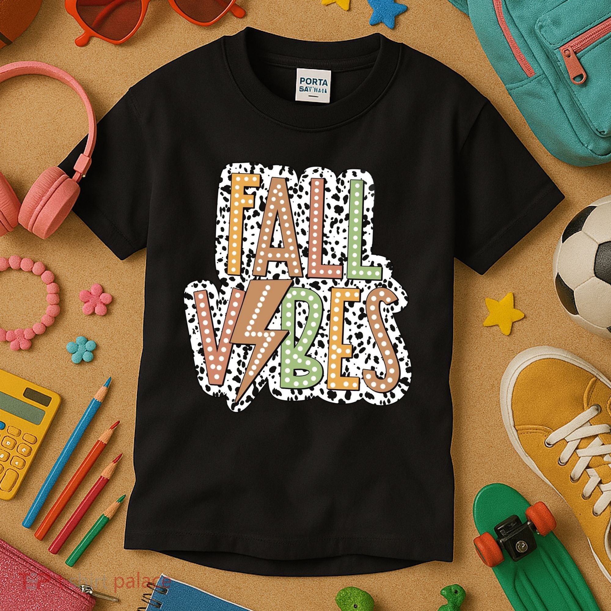 Fall Vibes Retro Autumn Patterns Kids T-Shirt