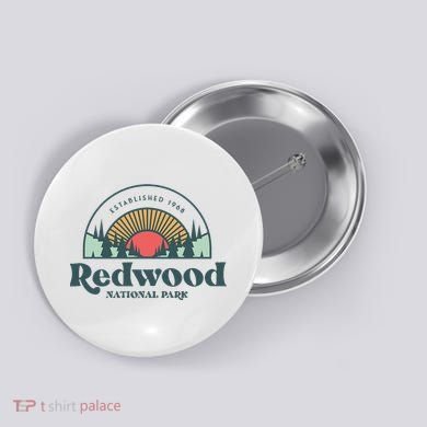 Family Vacation Retro Redwood National Park Button