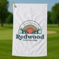 Family Vacation Retro Redwood National Park Golf Towel thumb 1