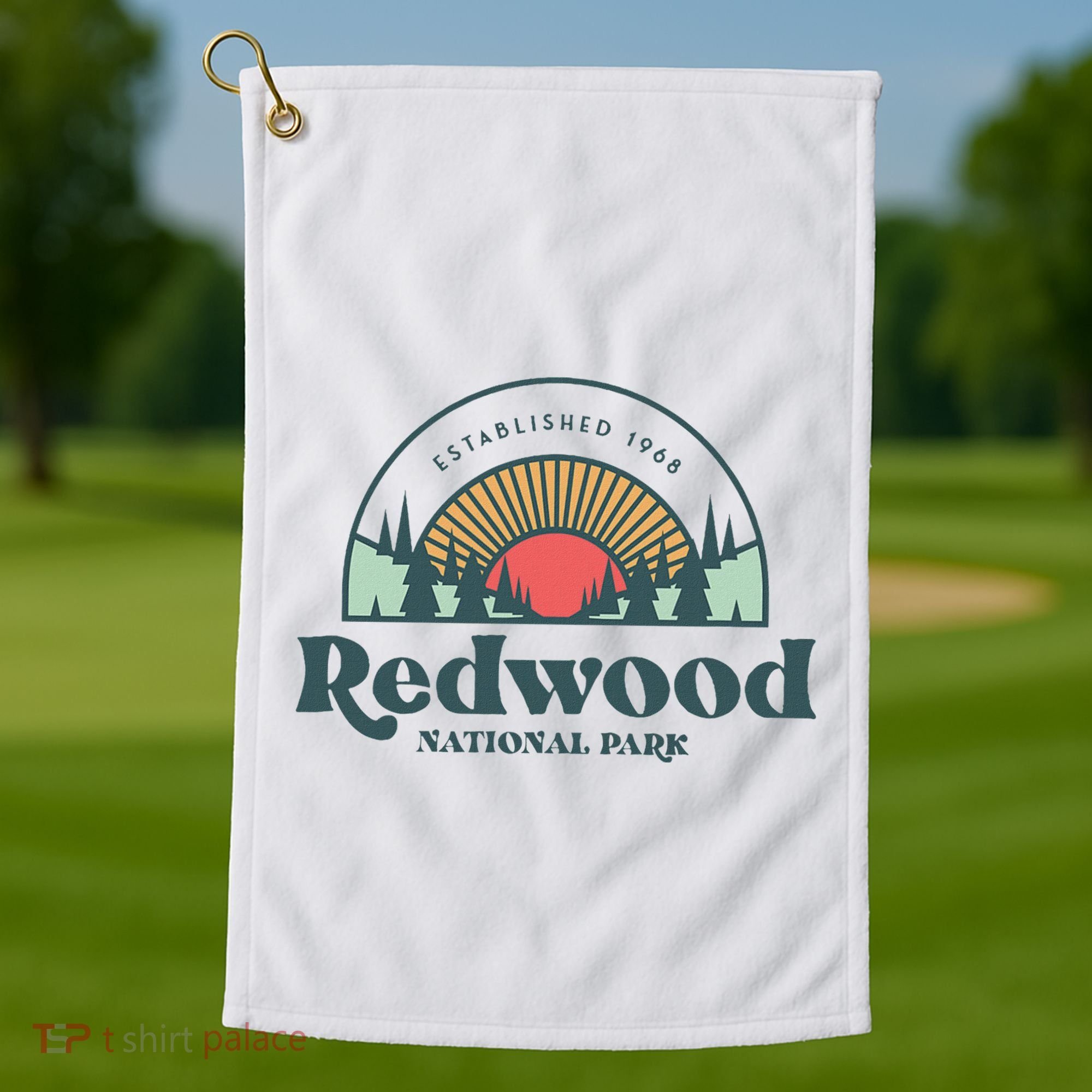 Family Vacation Retro Redwood National Park Golf Towel
