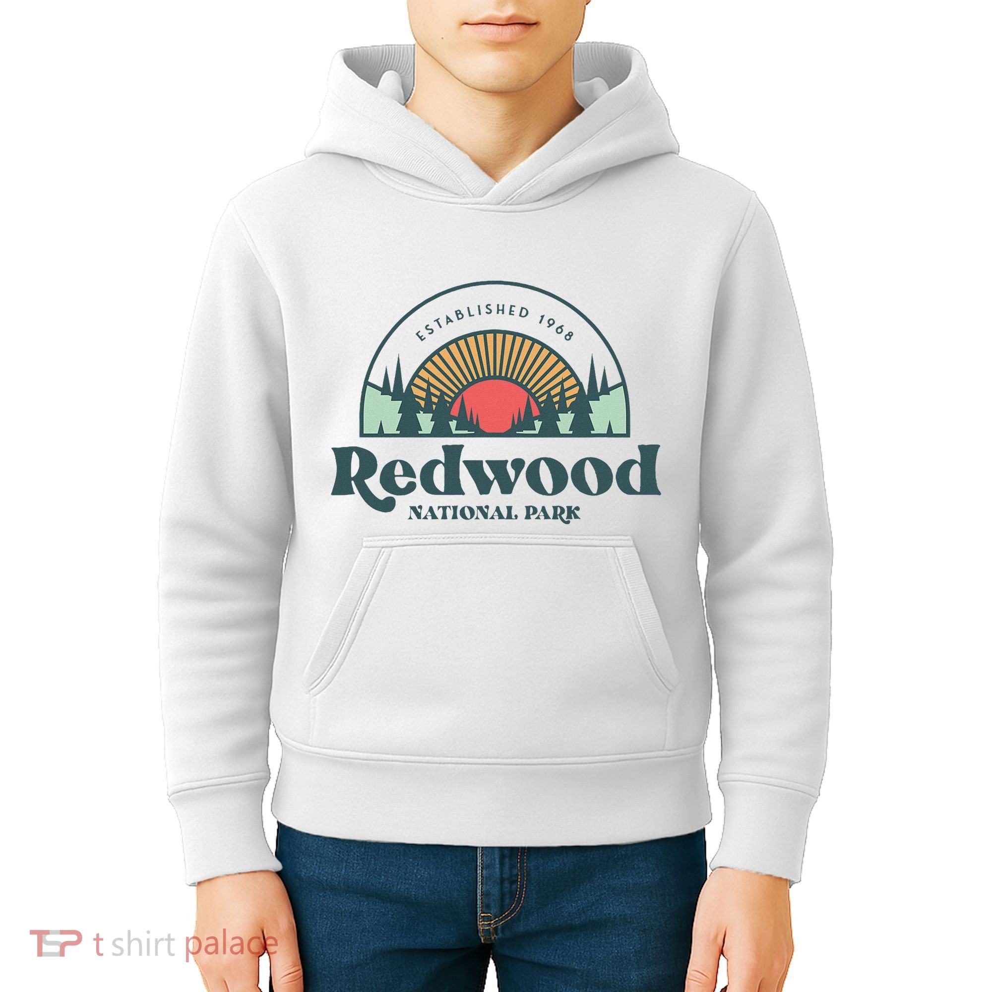 Family Vacation Retro Redwood National Park Kids Hoodie