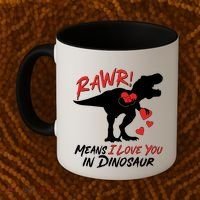 Funny Valentine Rawr Means I Love You In Dinosaur Trex Dinosaur Coffee Mug thumb 2