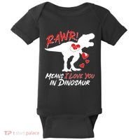 Funny Valentine Rawr Means I Love You In Dinosaur Trex Dinosaur Baby Bodysuit thumb 0