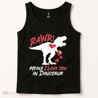 Funny Valentine Rawr Means I Love You In Dinosaur Trex Dinosaur Tank Top thumb 2