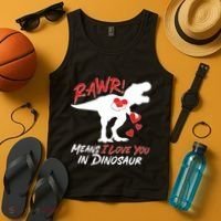 Funny Valentine Rawr Means I Love You In Dinosaur Trex Dinosaur Tank Top thumb 4