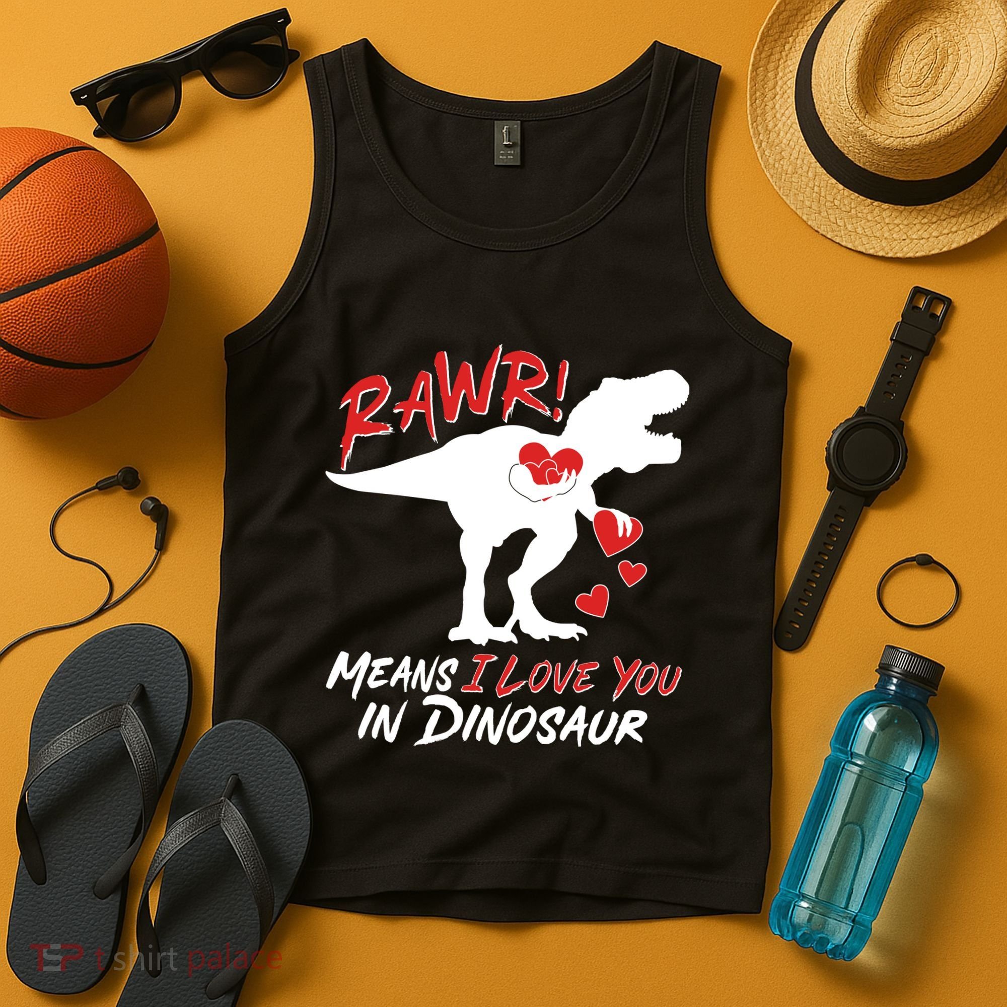 Funny Valentine Rawr Means I Love You In Dinosaur Trex Dinosaur Tank Top