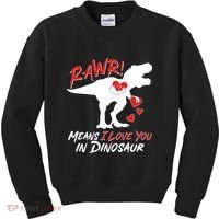 Funny Valentine Rawr Means I Love You In Dinosaur Trex Dinosaur Kids Sweatshirt thumb 0