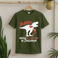 Funny Valentine Rawr Means I Love You In Dinosaur Trex Dinosaur T-Shirt thumb 2