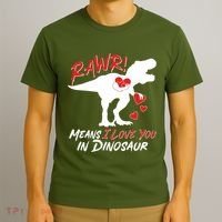 Funny Valentine Rawr Means I Love You In Dinosaur Trex Dinosaur T-Shirt thumb 3