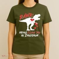 Funny Valentine Rawr Means I Love You In Dinosaur Trex Dinosaur T-Shirt thumb 4