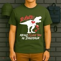 Funny Valentine Rawr Means I Love You In Dinosaur Trex Dinosaur T-Shirt thumb 6