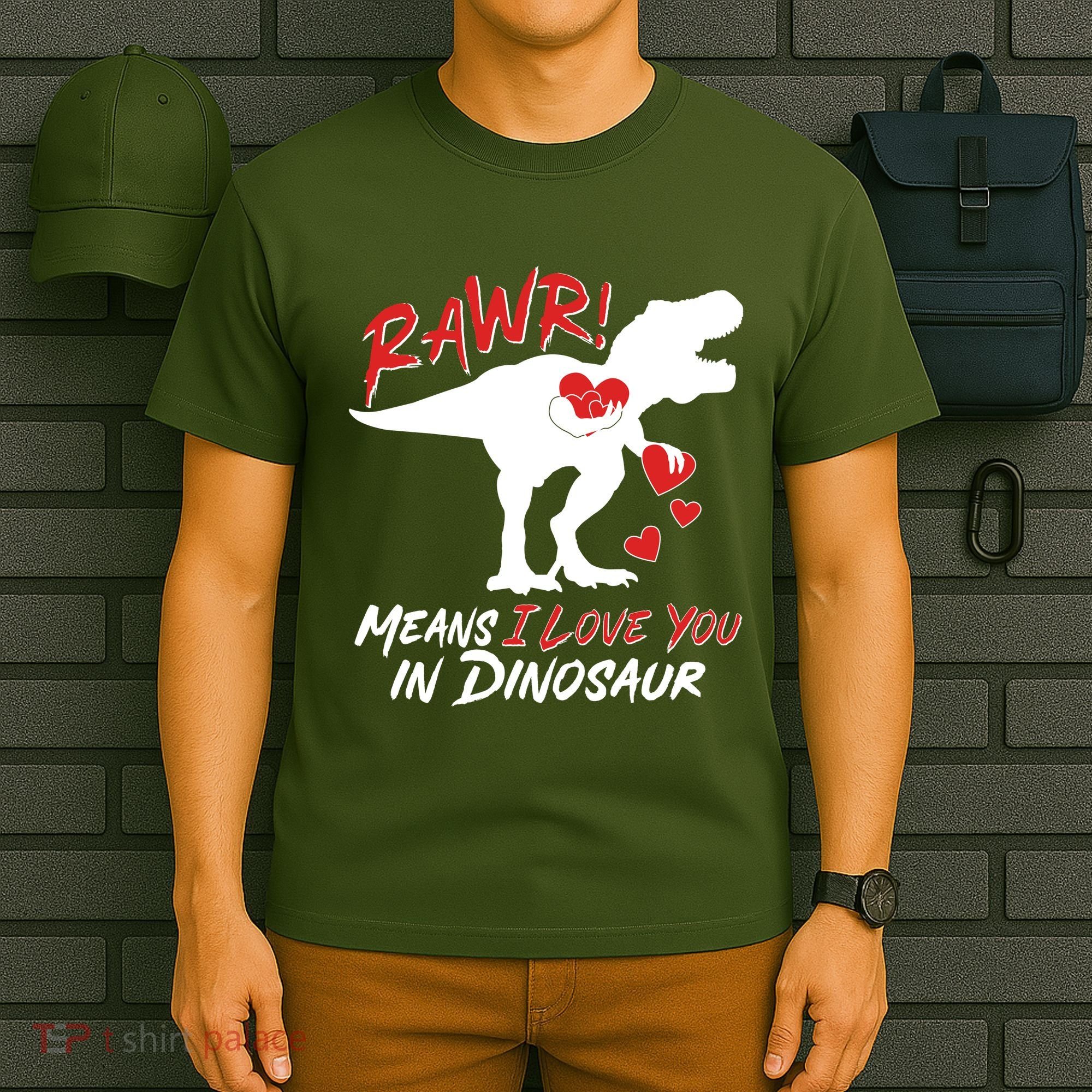 Funny Valentine Rawr Means I Love You In Dinosaur Trex Dinosaur T-Shirt