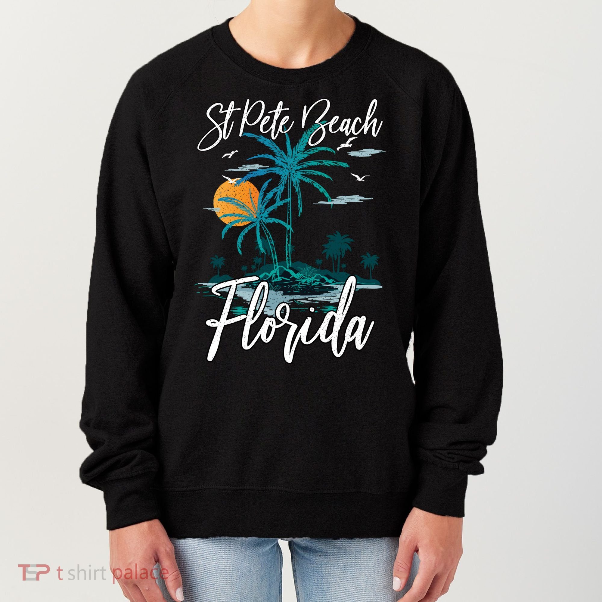 Family Vacation Retro Sunset Florida St Pete Beach Gift Women's Sweatshirt