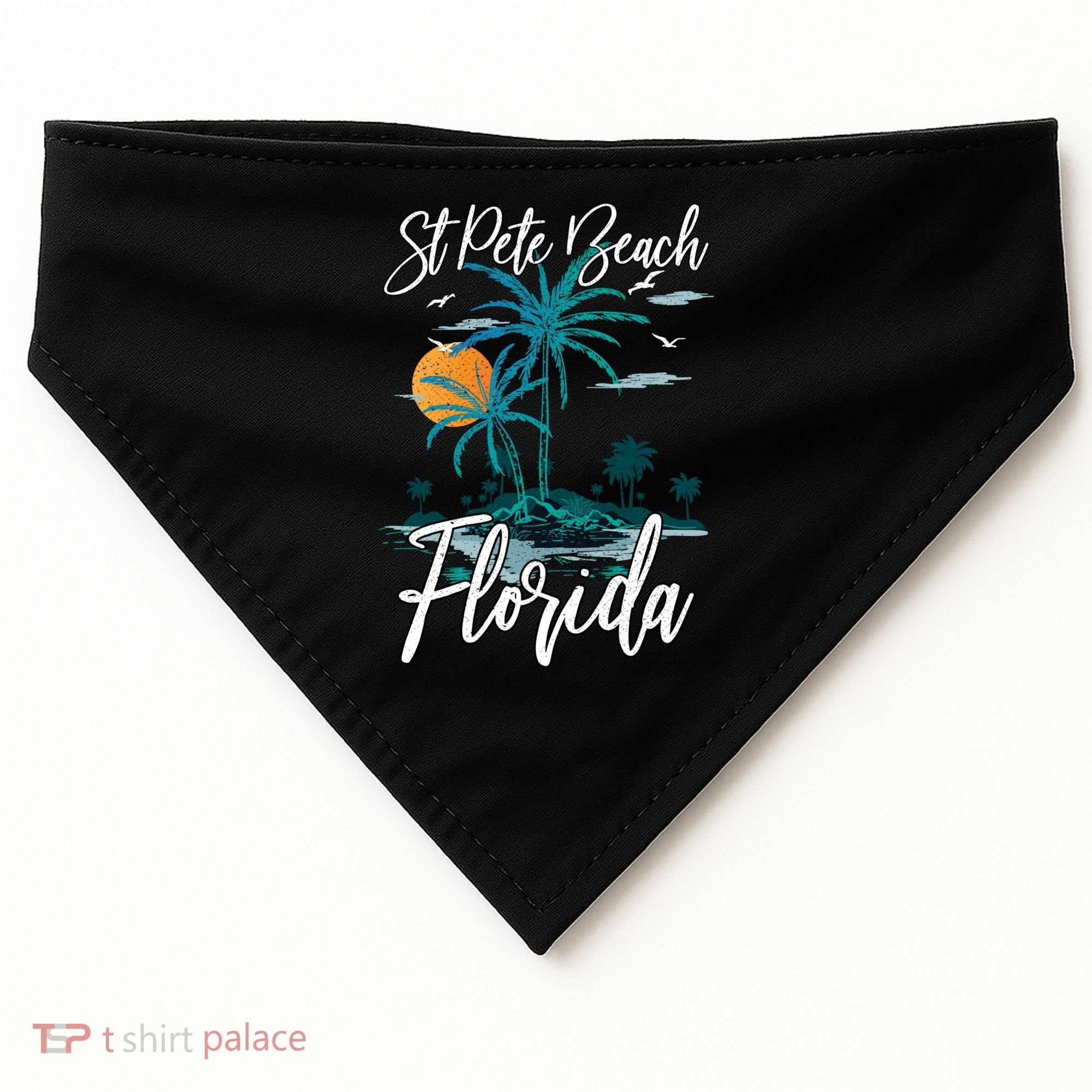 Family Vacation Retro Sunset Florida St Pete Beach Gift USA-Made Doggie Bandana