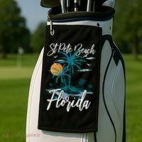 Family Vacation Retro Sunset Florida St Pete Beach Gift Golf Towel thumb 2