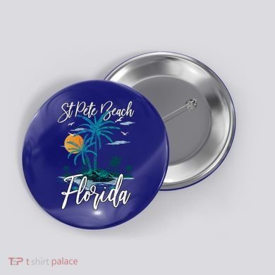 Family Vacation Retro Sunset Florida St Pete Beach Gift Button