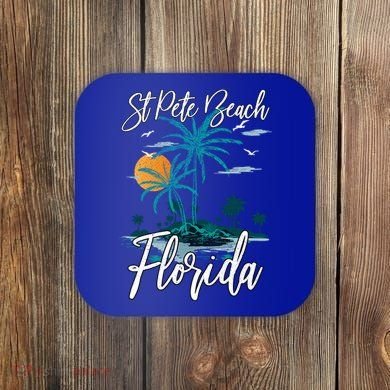 Family Vacation Retro Sunset Florida St Pete Beach Gift Coaster