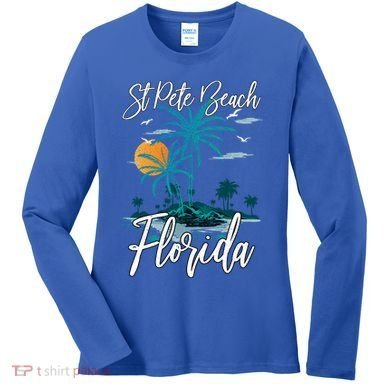 Family Vacation Retro Sunset Florida St Pete Beach Gift Women's Long Sleeve Shirt