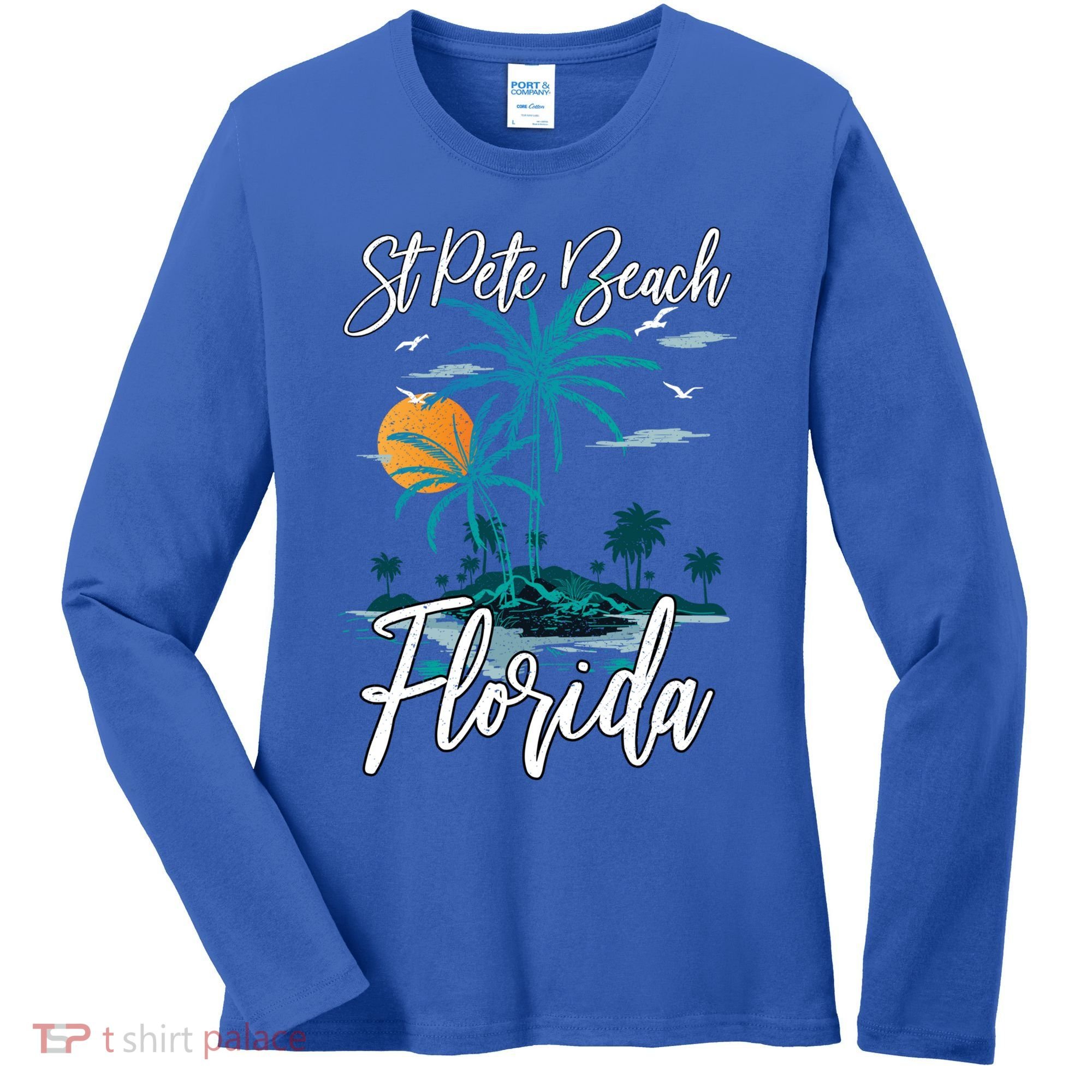 Family Vacation Retro Sunset Florida St Pete Beach Gift Women's Long Sleeve Shirt