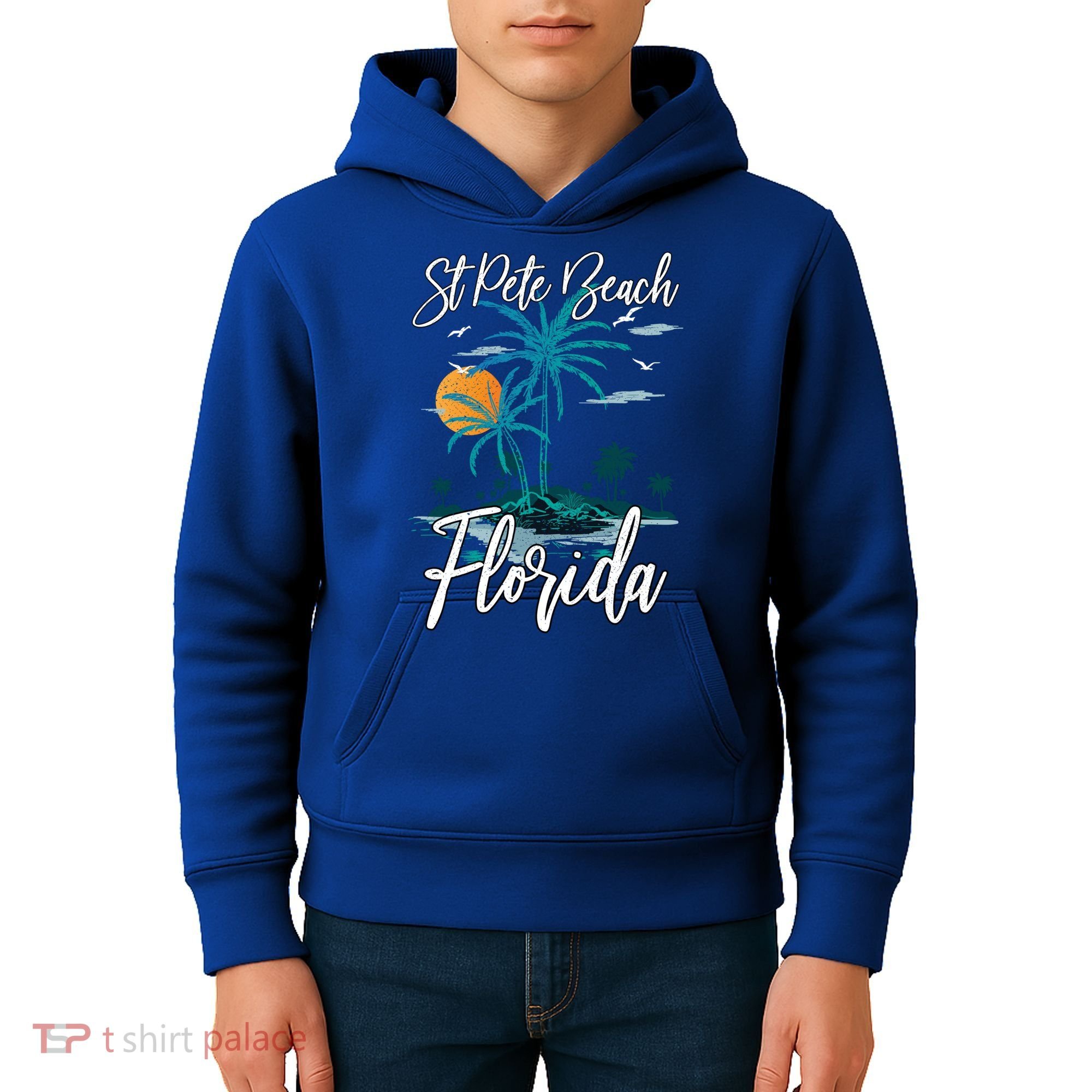 Family Vacation Retro Sunset Florida St Pete Beach Gift Kids Hoodie