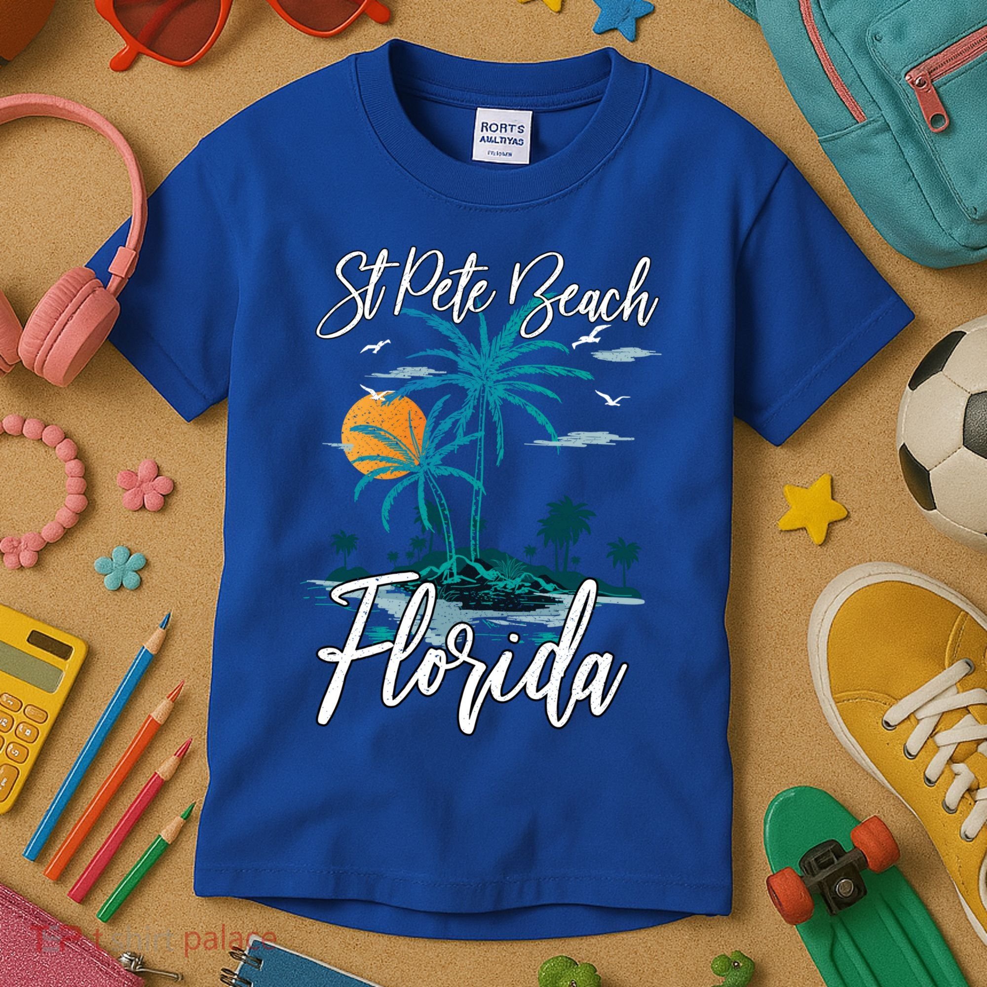 Family Vacation Retro Sunset Florida St Pete Beach Gift Kids T-Shirt