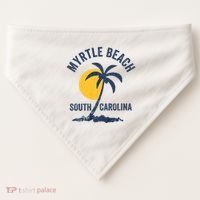 Family Vacation Retro Sunset South Carolina Myrtle Beach USA-Made Doggie Bandana thumb 0