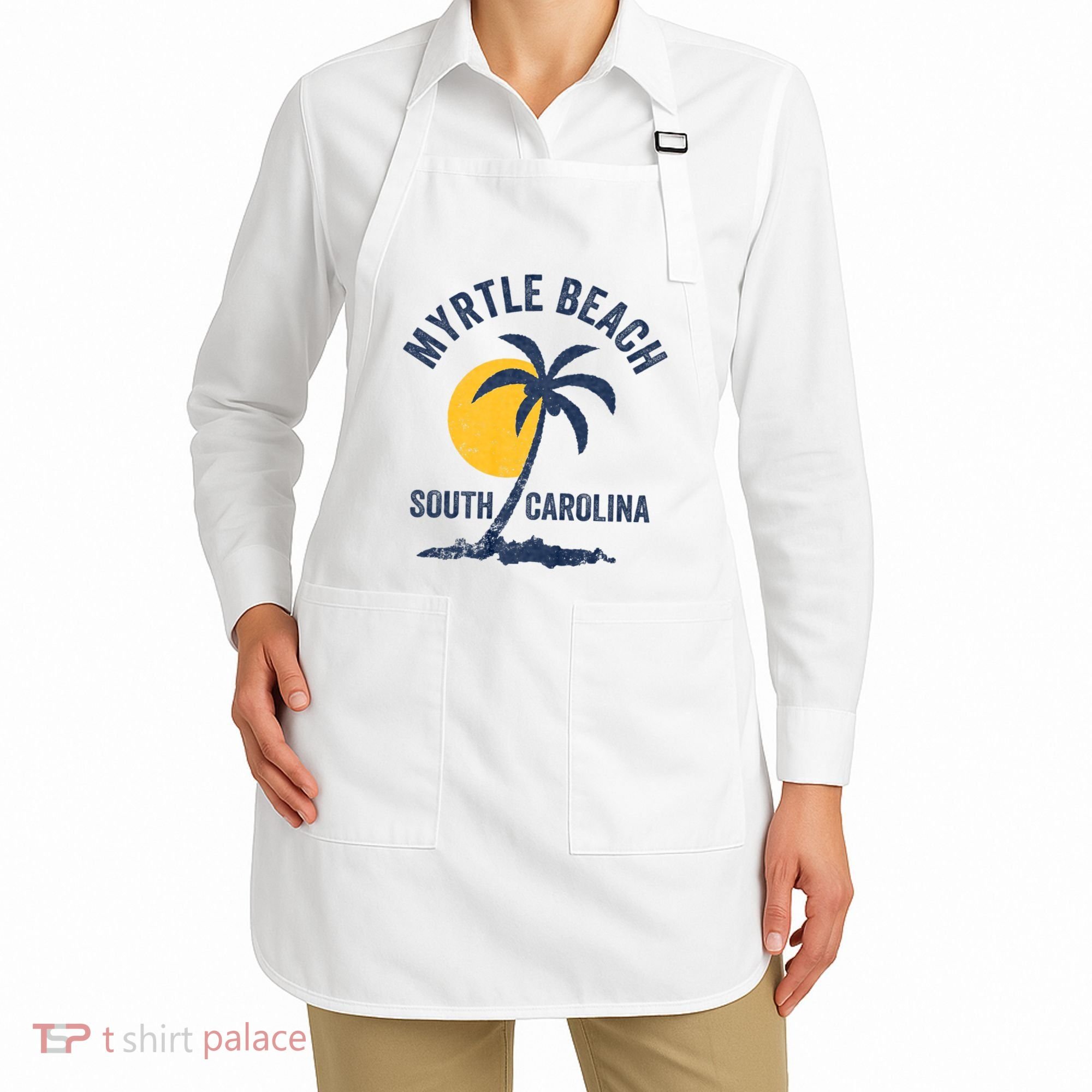 Family Vacation Retro Sunset South Carolina Myrtle Beach Apron