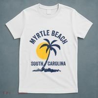 Family Vacation Retro Sunset South Carolina Myrtle Beach T-Shirt thumb 5