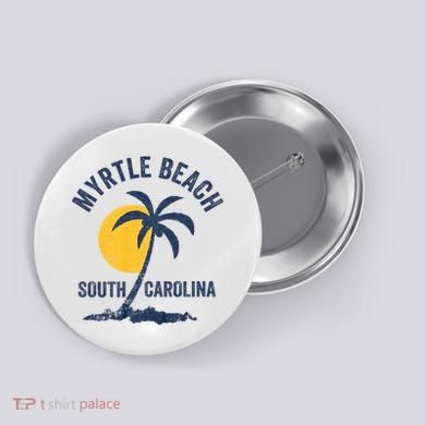 Family Vacation Retro Sunset South Carolina Myrtle Beach Button