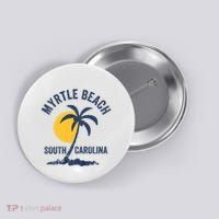 Family Vacation Retro Sunset South Carolina Myrtle Beach Button thumb 0