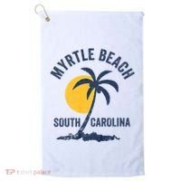 Family Vacation Retro Sunset South Carolina Myrtle Beach Golf Towel thumb 0