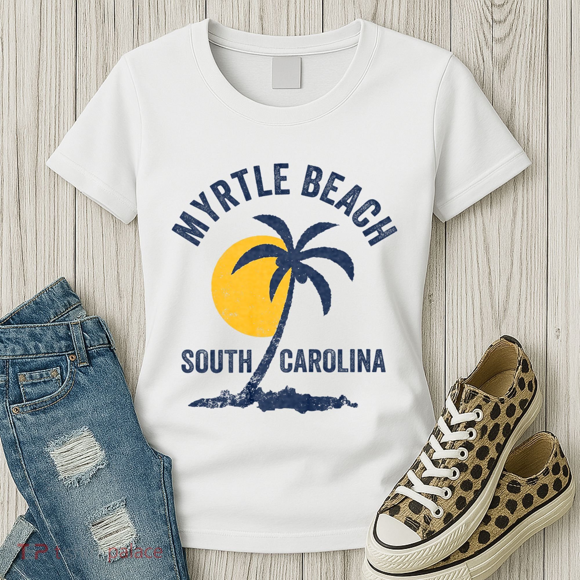 Family Vacation Retro Sunset South Carolina Myrtle Beach Women's T-Shirt