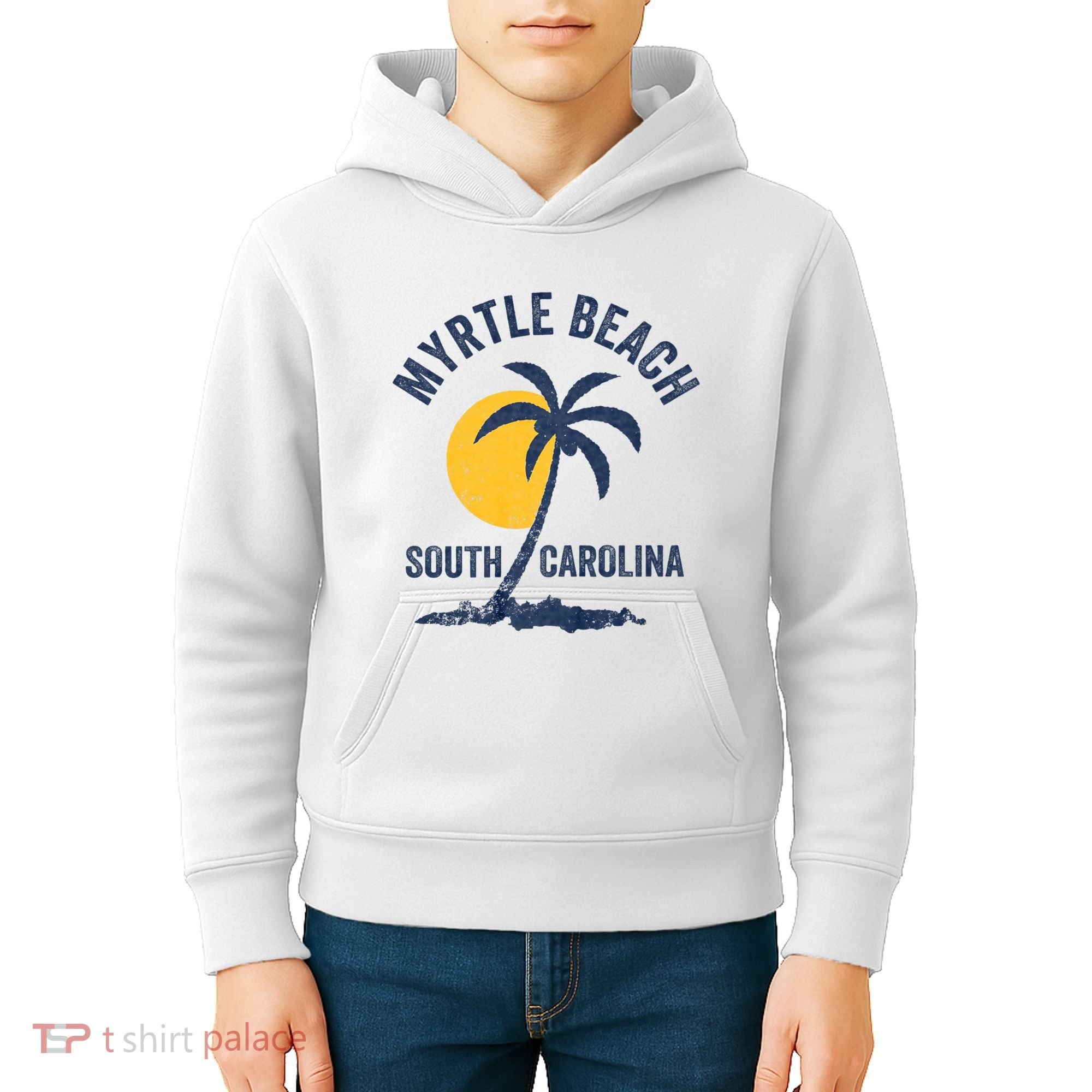 Family Vacation Retro Sunset South Carolina Myrtle Beach Kids Hoodie